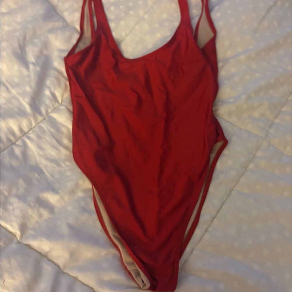 Red with sheen Women's One Piece Swimsuit-Baywatch vibes🌊